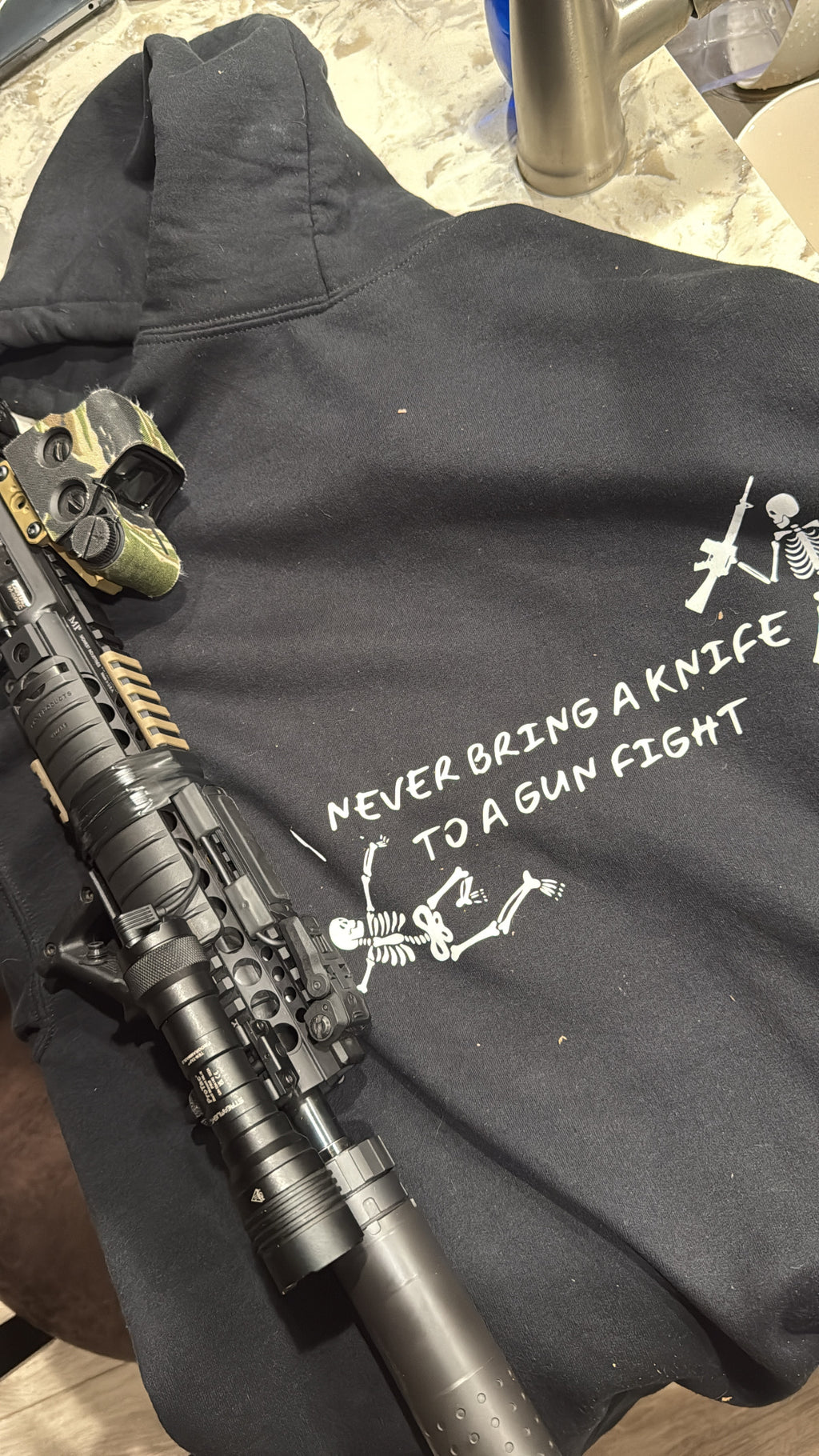 Never Bring A Knife To A Gun Fight Oversized Hoodie